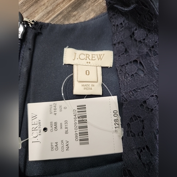 $128 MSRP J Crew Navy Blue Lace Dress NWT SZ  0 - Picture 5 of 9